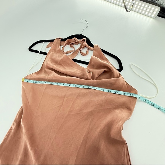 Lavender Brown Elegant Silk Halter Dress - Picture 6 of 7